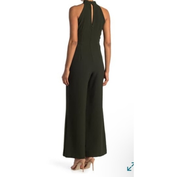 Julia Jordan Halter Wide Leg Crepe Jumpsuit size 8 LBD modern black dress - Picture 2 of 7